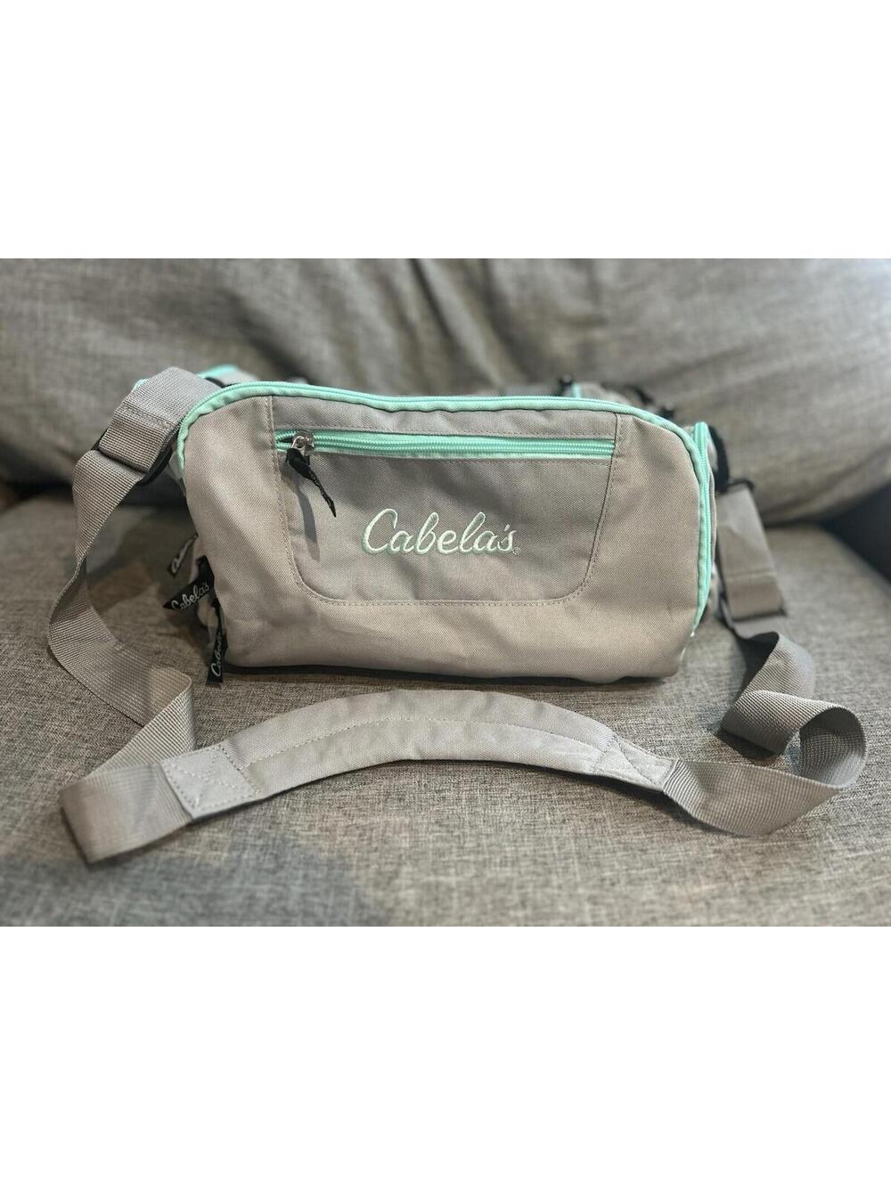 Cabelas Catch All Small Duffle Bag Golf Gym Hiking Camping Gray Seafoam Green